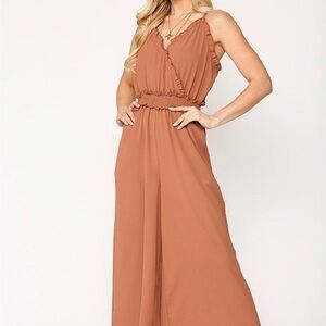 NWT Sleeveless Wide-Leg Jumpsuit in Terracotta